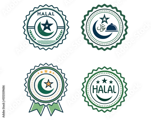 Halal food certified icon. Halal food labels Icon. Halal icon, Vector illustration