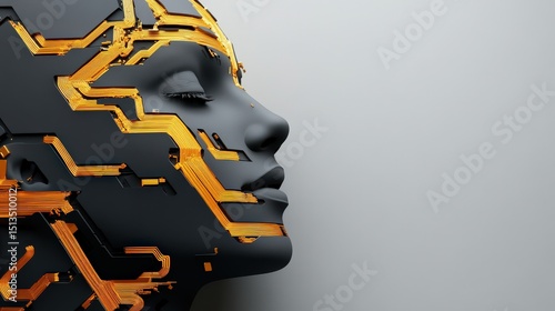 AI Female Cyborg Head Profile - Futuristic Technology Concept
