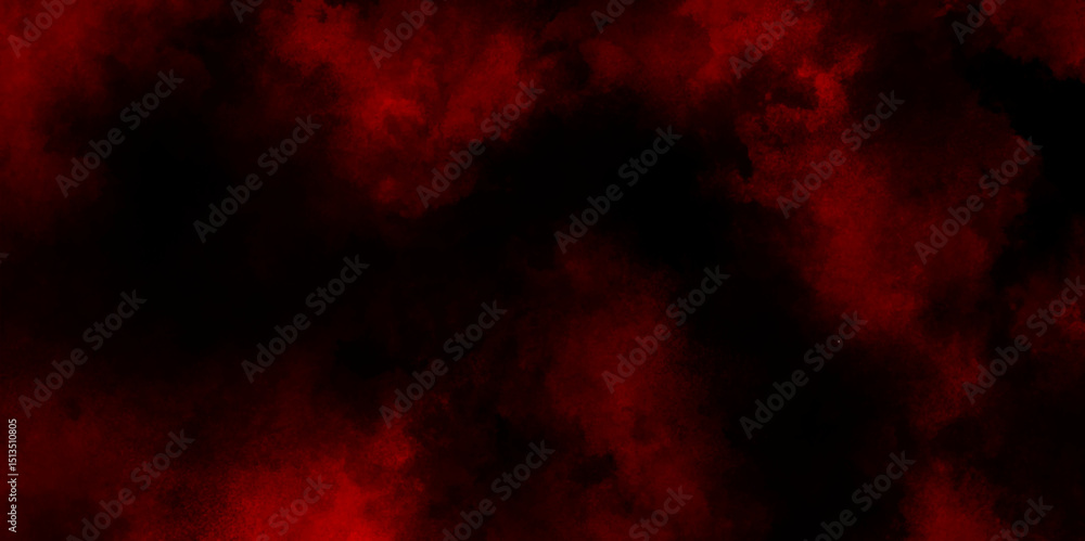 Obraz premium Red steam on a black background, red hues glowing through a cloudy night sky, red smoke watercolor on black background, abstract red and black smoke clouds grunge background.