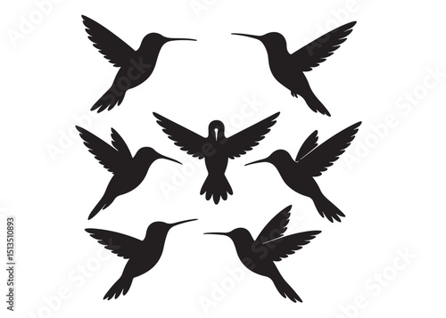 Hummingbird logo silhouette vector illustration,
hummingbird logo vector icon illustration, colibri flying bird logo vector silhouette, humming birds silhouette vector illustration on white background