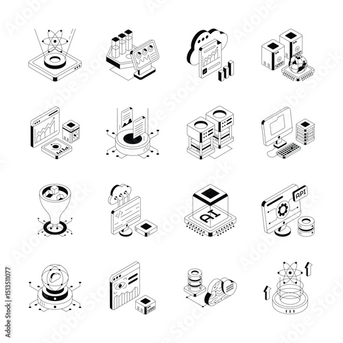 An isometric icon showcasing modern data science concept