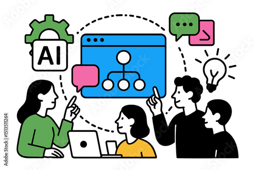 Collaboration on artificial intelligence project fostering creativity and innovation in a modern workspace environment