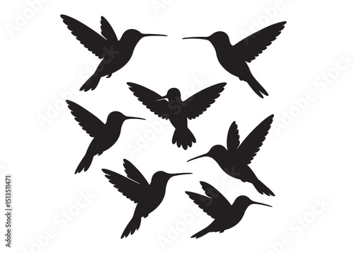 Hummingbird logo silhouette vector illustration,
hummingbird logo vector icon illustration, colibri flying bird logo vector silhouette, humming birds silhouette vector illustration on white background