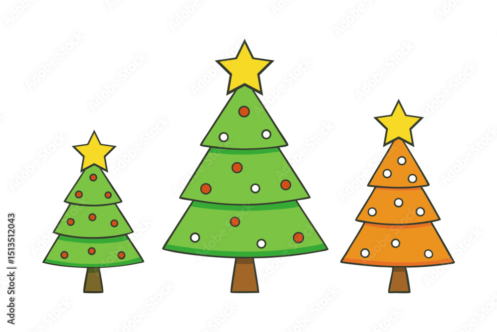 Obraz premium Christmas Tree Vector Art in Festive Design on White Background