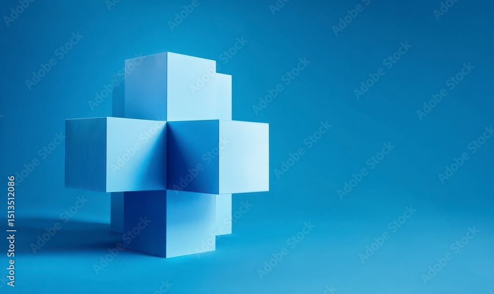 Blue Geometric Structure Art Blue Geometric Structure Art