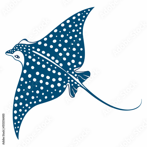 Spotted eagle ray illustration blue and white