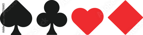 Symbolic Play: A collection of playing card suits, elegantly displayed in a vibrant design, conveying the essence of chance and strategic engagement.