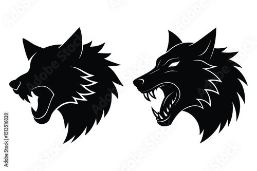 Silhouette of a howling wolf head vector for dramatic designs
