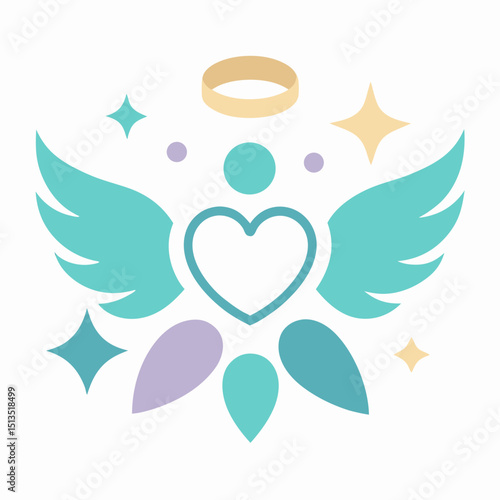 Be An Angel Day vector illustration, kindness, support, angel wings, halo, heart icon set