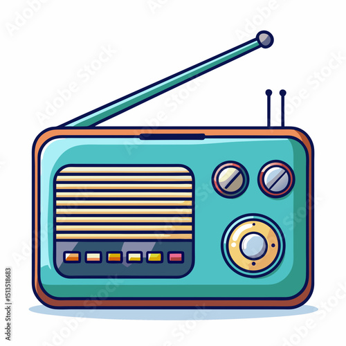 National Radio Day vector illustration, vintage radio, broadcasting, sound waves, microphone icon set