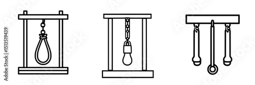 Vector icons of hanging objects in a minimalist style for design purposes and educational materials