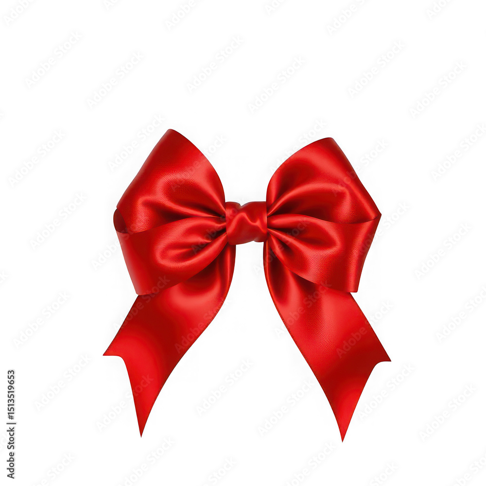 Naklejka premium Red satin ribbon bow isolated on transparent background