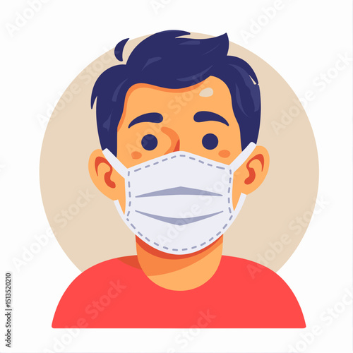 Young man wearing a face mask with a neutral background  