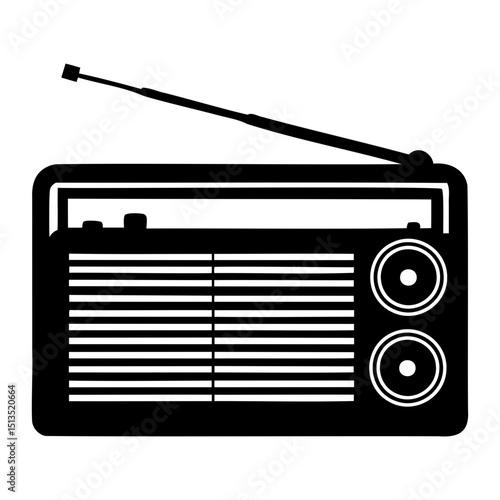 Minimalist black radio silhouette vector isolated for graphic use