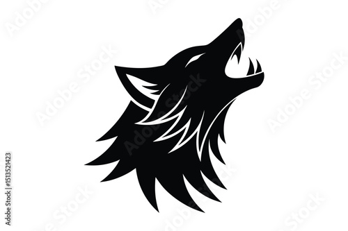 Dynamic wolf head silhouette vector for motion graphics and animation