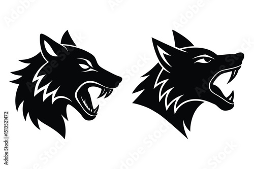 Hand-drawn wolf head silhouette vector for artistic illustrations