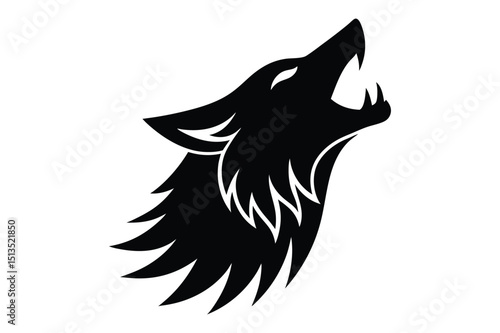Vintage wolf head silhouette vector for retro design themes