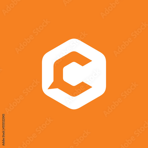 Hexagon Chat Letter C Logo design vector template