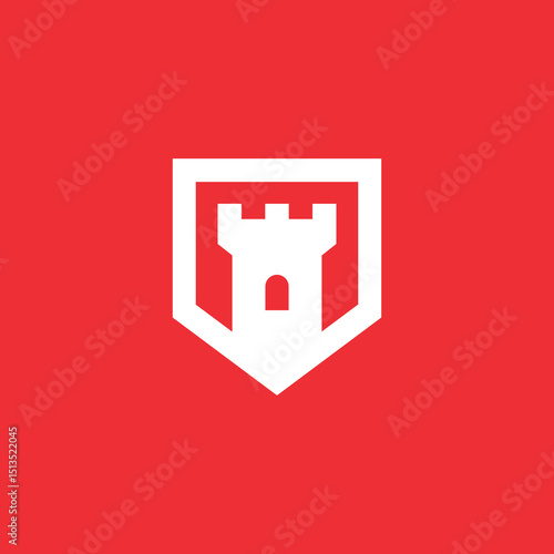 Castle Shield logo design vector template