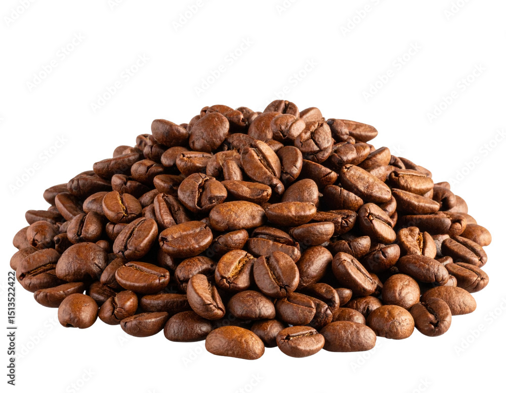 Heap of Roasted Coffee Beans, isolated on a transparent background Heap of Roasted Coffee Beans, isolated on a transparent background