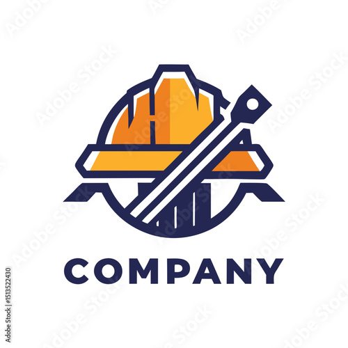 Construction hard hat and spanner wrench logo icon design