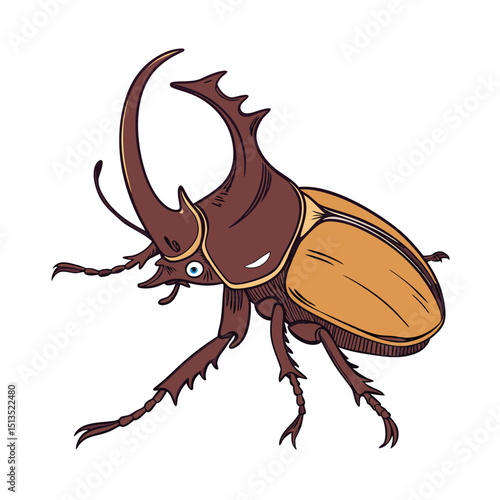 Cartoon rhinoceros beetle illustration