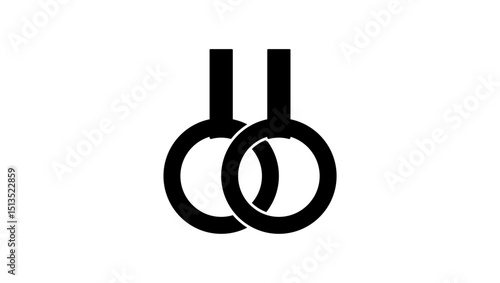 Gymnastic Rings symbol, Black Isolated Silhouette
