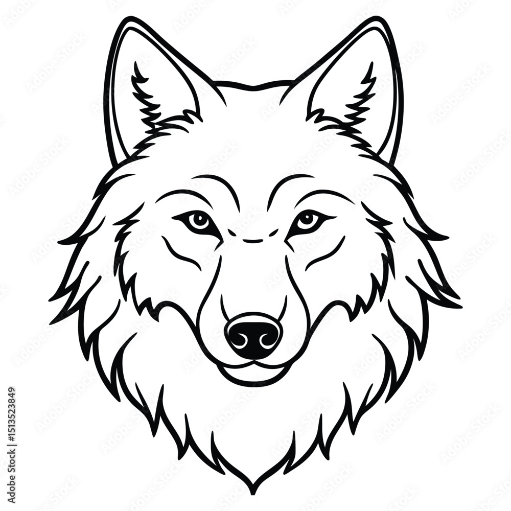 Naklejka premium Hudson Bay wolf head line art graphic isolated on white background