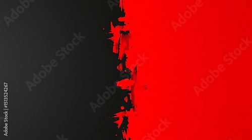 Abstract background with a black left side and a red right side separated by brush strokes texture