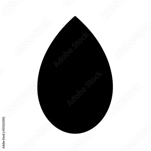 Black vector icon representing a drop shape commonly associated with liquids or moisture in design and graphics