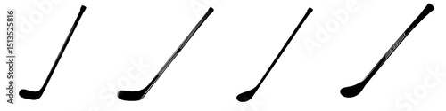 Vector icons representing various hockey sticks designed for sports-related graphics and illustrations