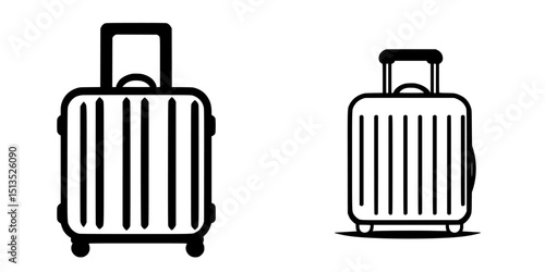Stylish black vector icons of suitcases designed for travel and adventure in modern aesthetics