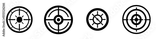 Vector icons of targets representing various aiming symbols commonly used in gaming and sports environments