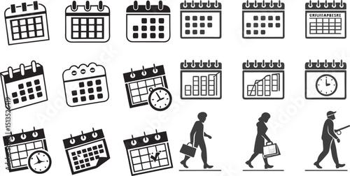 calendar icon. Vector month date Schedule time Meeting Deadlines icon vector symbol logo illustration