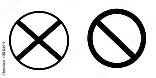 Black vector icons depicting prohibition and non-permission symbols, commonly used in signage and graphic design