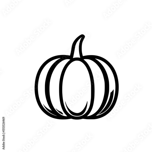 Black vector icon of a pumpkin suitable for autumn and Halloween themes in graphic design, illustration, and decoration projects