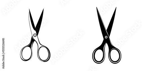 Scissors icon design showing two simple black outlines on white background for creative and educational use