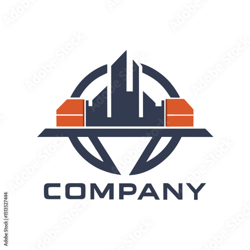 Construction company logo featuring geometric elements in modern style