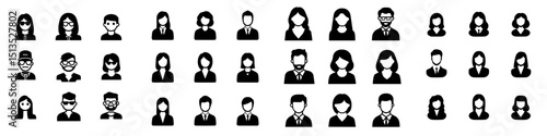 Vector icons representing diverse people in various outfits, showcasing different professional and casual styles