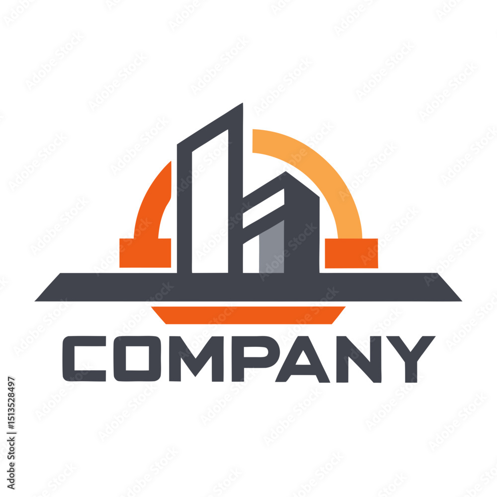 Fototapeta premium Modern building logo with arch and company name