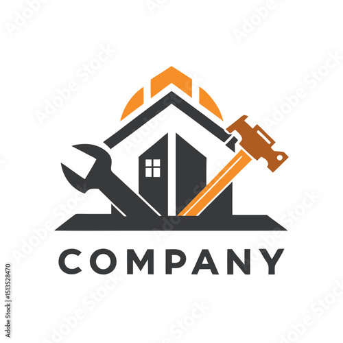 Home repair and maintenance company logo, wrench, hammer