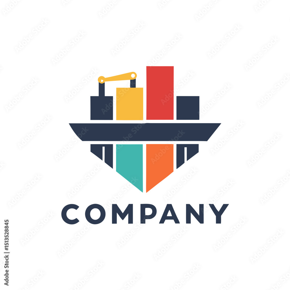 Modern shipping company logo in flat design style illustration Modern shipping company logo in flat design style illustration