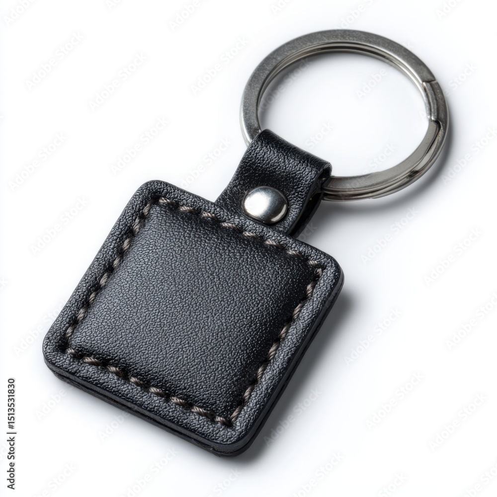 Black leather square keychain blank template Black leather square keychain blank template