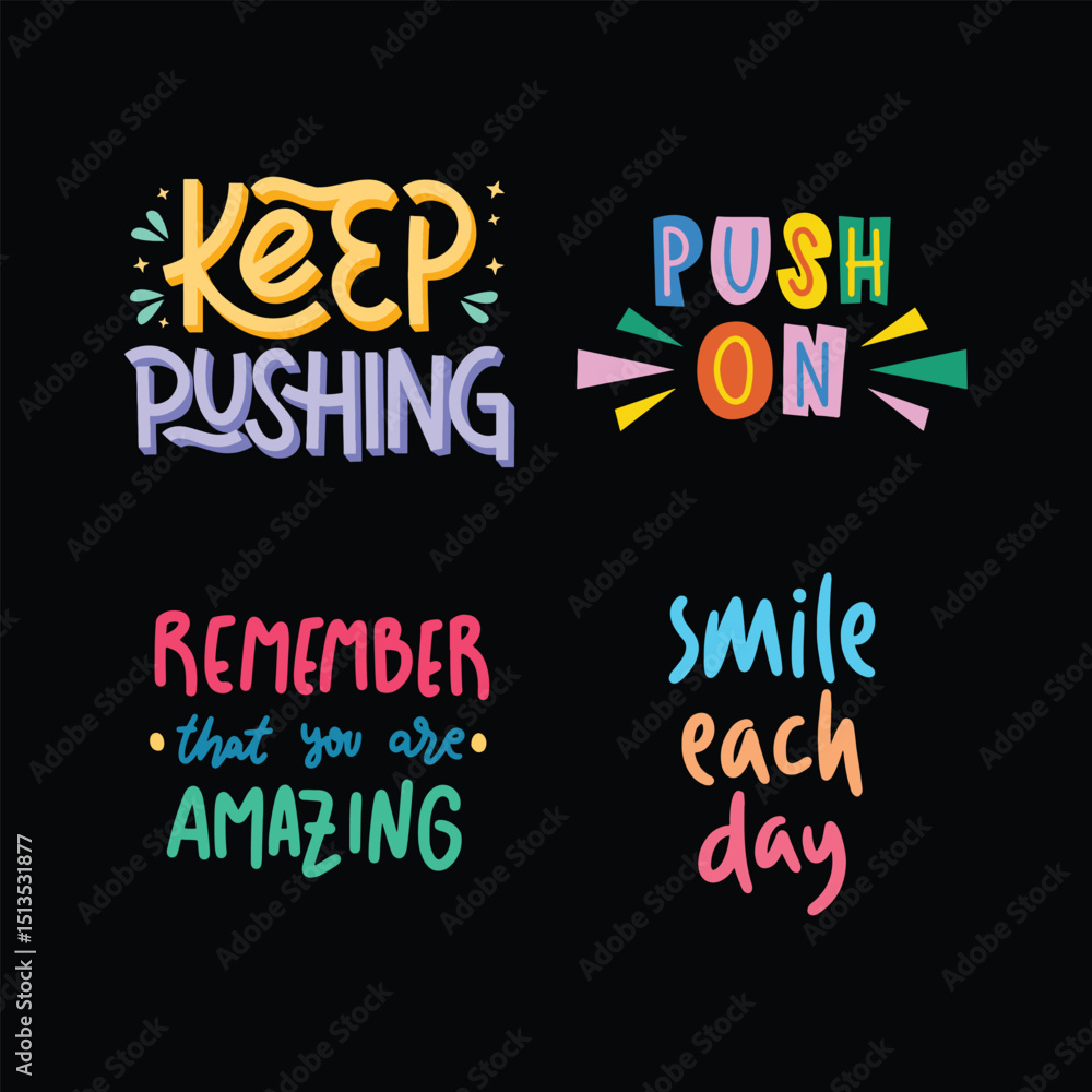 Fototapeta premium Motivational quotes, colorful typography design.