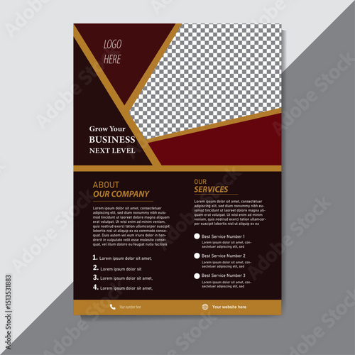 Modern flyer design professional template vector design With sepia and orange.