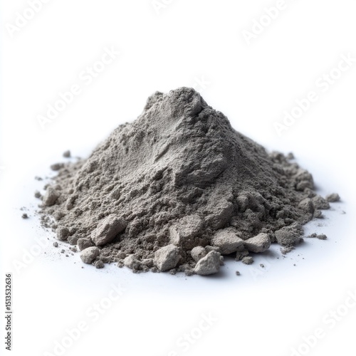 Gray powder pile isolated on white background