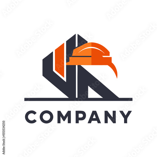 Abstract architectural logo with helmet emphasizing engineering and construction