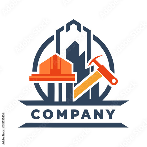 Construction industry logo design with architectural elements and tools