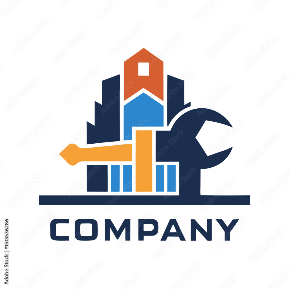 Obraz premium Modern construction maintenance company logo design vector illustration