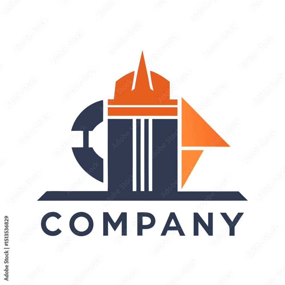 Obraz premium Abstract architectural logo with geometric elements and strong colors